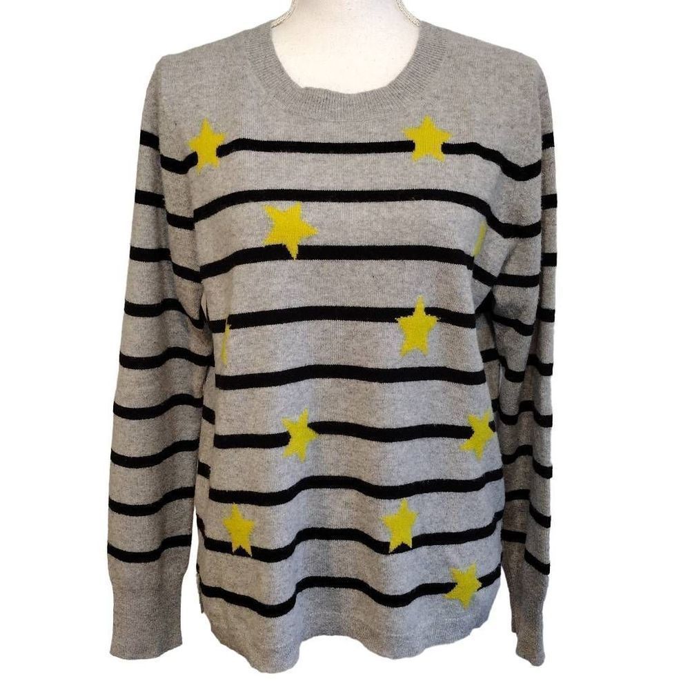 J Crew Cashmere Stars & Stripes Long Sleeve Sweater XL